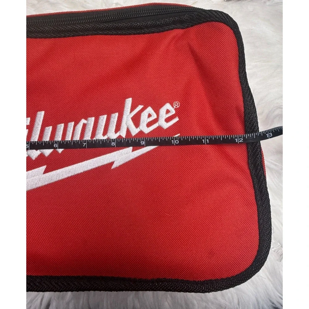 Milwaukee 12” x 9” x 3” Heavy Duty Contractors Tool Bag NEW Storage RED Black